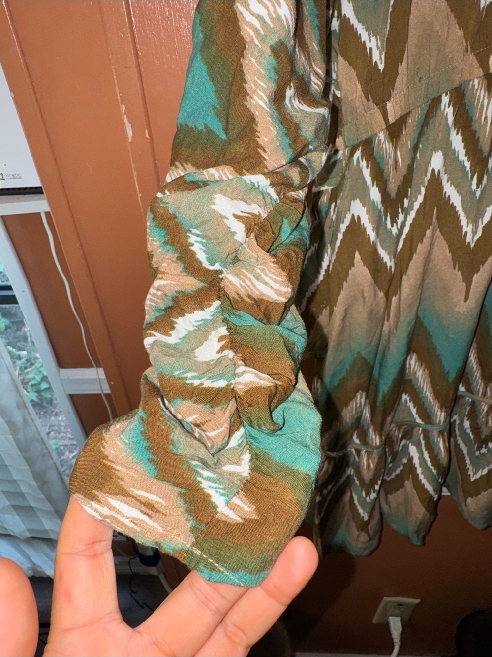 Ariat Chevron Mini Dress in Teal and Tan - Picture 4 of 12